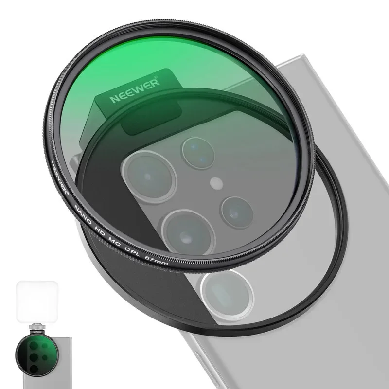 Camera Cold Shoe - 2026 FL-41 67mm CPL防水ガラス、マルチナノコーティングとコールドシューマウント付き、携帯電話カメラフィルター用