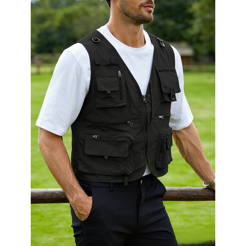 Photography Vest - メンズアウトドアベスト 新型多機能作業服 面接 撮影 釣り アウトドアベスト