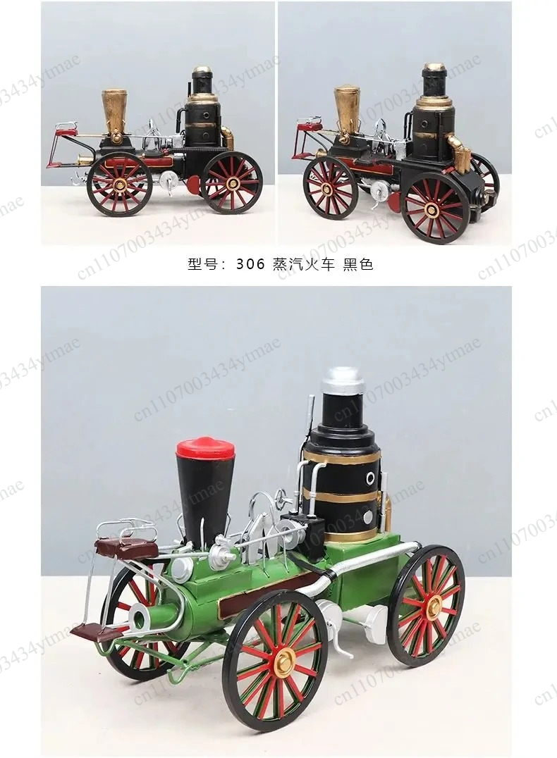 Photography Model - レトロな鉄製蒸気機関車モデルの装飾品、ヴィンテージ蒸気機関の装飾、写真撮影用ウィンドウディスプレイ小道具